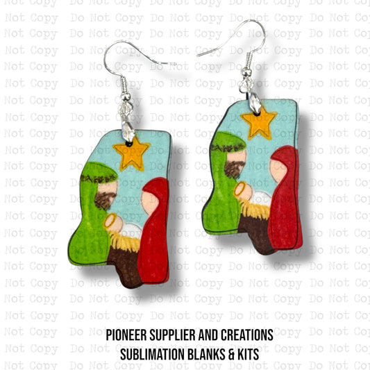 Mississippi Nativity Earring Sublimation Blank Kit
