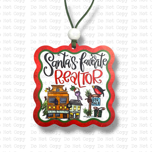Santa's Favorite Realtor Ornament Sublimation Blank