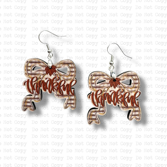 Thankful Bow Earring Sublimation Blank Kit | J&CD