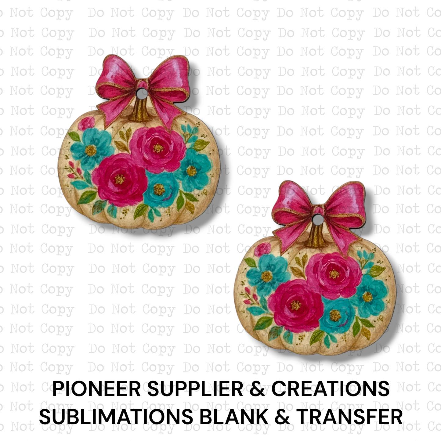 Preppy Pink Bow Pumpkin Mini Ornaments Sublimation Blank | Set of 2