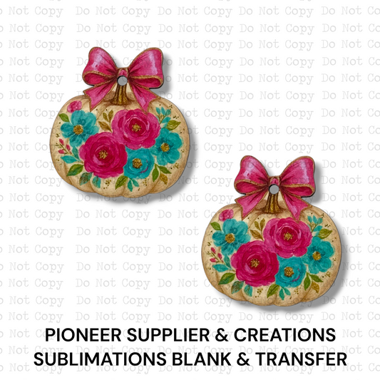 Preppy Pink Bow Pumpkin Mini Ornaments Sublimation Blank | Set of 2