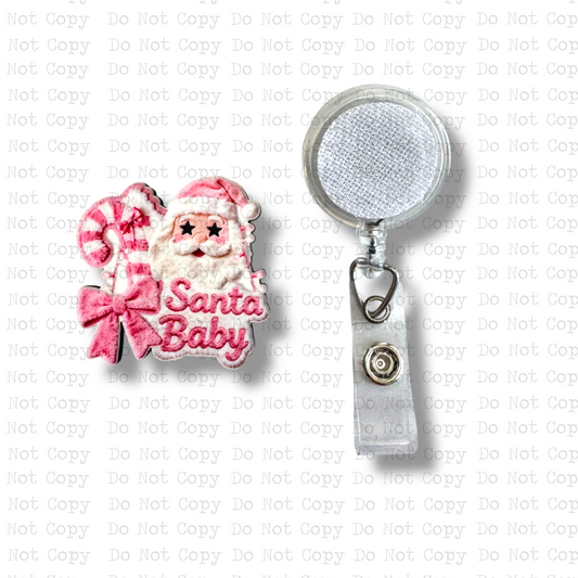 Santa Baby Pink Faux Fur Badge Button Sublimation Blank