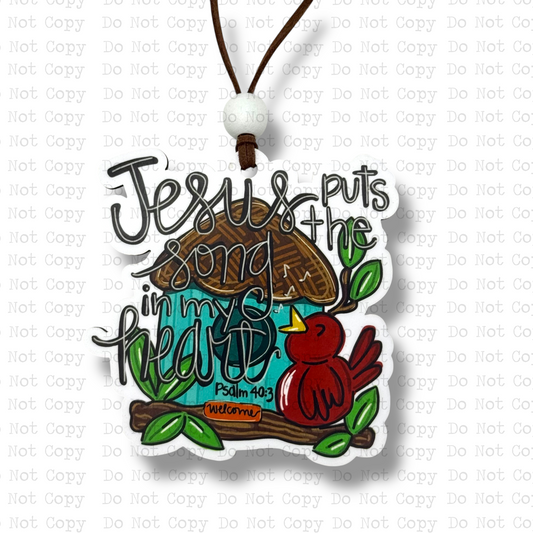 Jesus Puts The Song In My Heart Car Charm Sublimation Blank | EMD