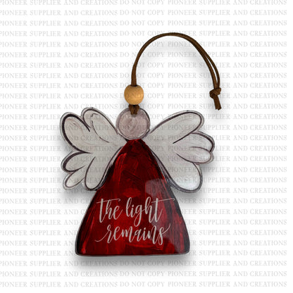 The Light Remains Red Memorial Angel Ornament Sublimation Blank and Transfer | Exclusive