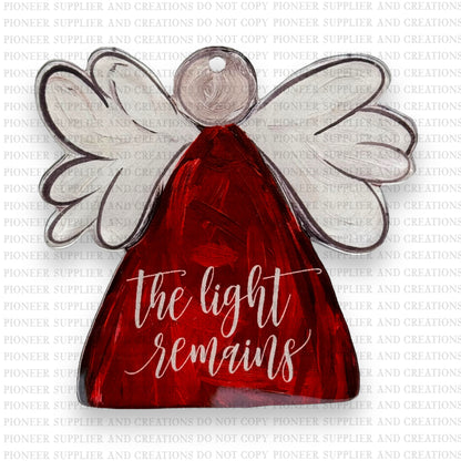 The Light Remains Red Angel Ornament Sublimation Blank with TRANSFER| Acrylic Exclusive