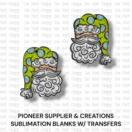 Whimsical Green Hat Santa Earring Sublimation Blanks