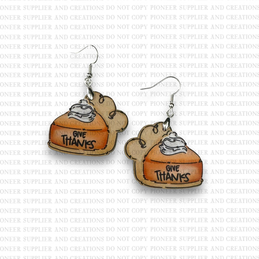 Give Thanks Pumpkin Pie Earring Sublimation Blank Kits w/ transfers and hardware) | Exclusive