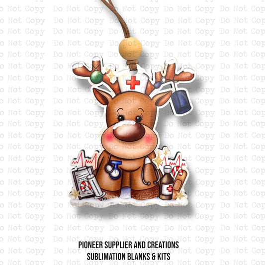 Reindeer Nurse Ornament Sublimation Blank