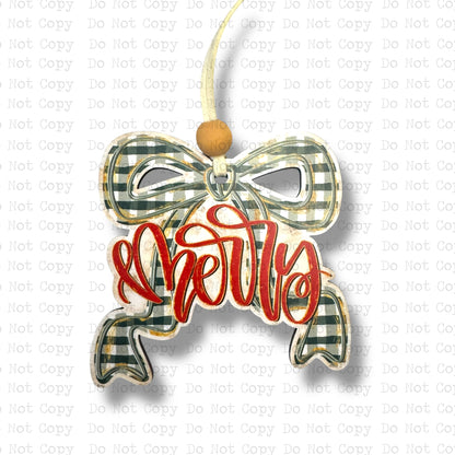 Merry Bow Ornament Sublimation Blank