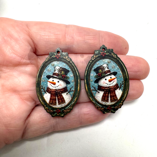 Vintage Snowman Frame Earring Sublimation Blanks