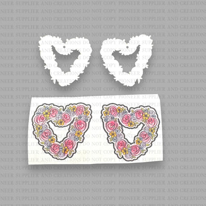 Floral Heart Earring Sublimation Blanks | Exclusive Alicia Ray Art