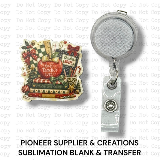 Best Christmas Teacher Badge Button Sublimation Blank | Set of 2