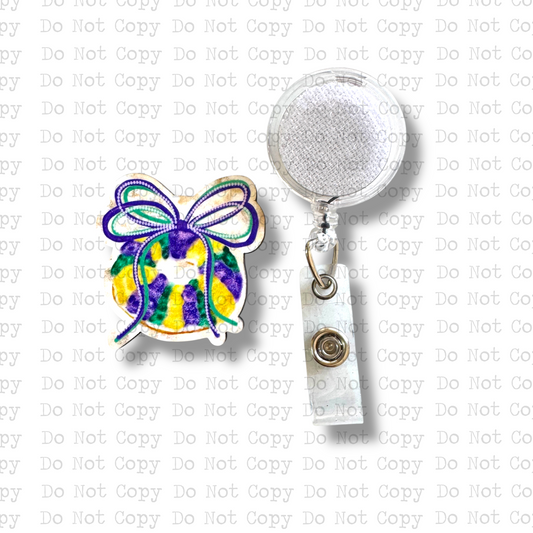 King Cake Bow Badge Button Sublimation Blank | Set of 2