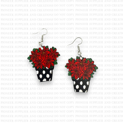 Poinsettia Earring Sublimation Blanks | Exclusive Alicia Ray Art