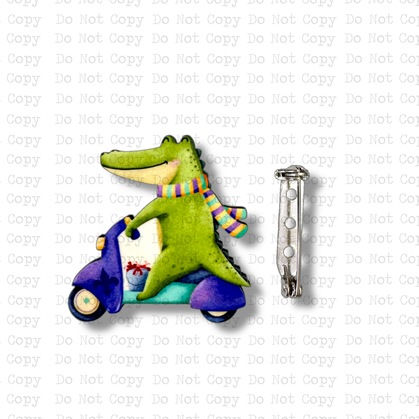 Mardi Alligator Moped Lapel Pin Sublimation Blank Kit | Set of 2