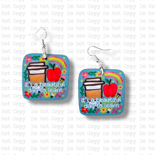 Beautiful Day To Learn Earring Sublimation Blank Kit