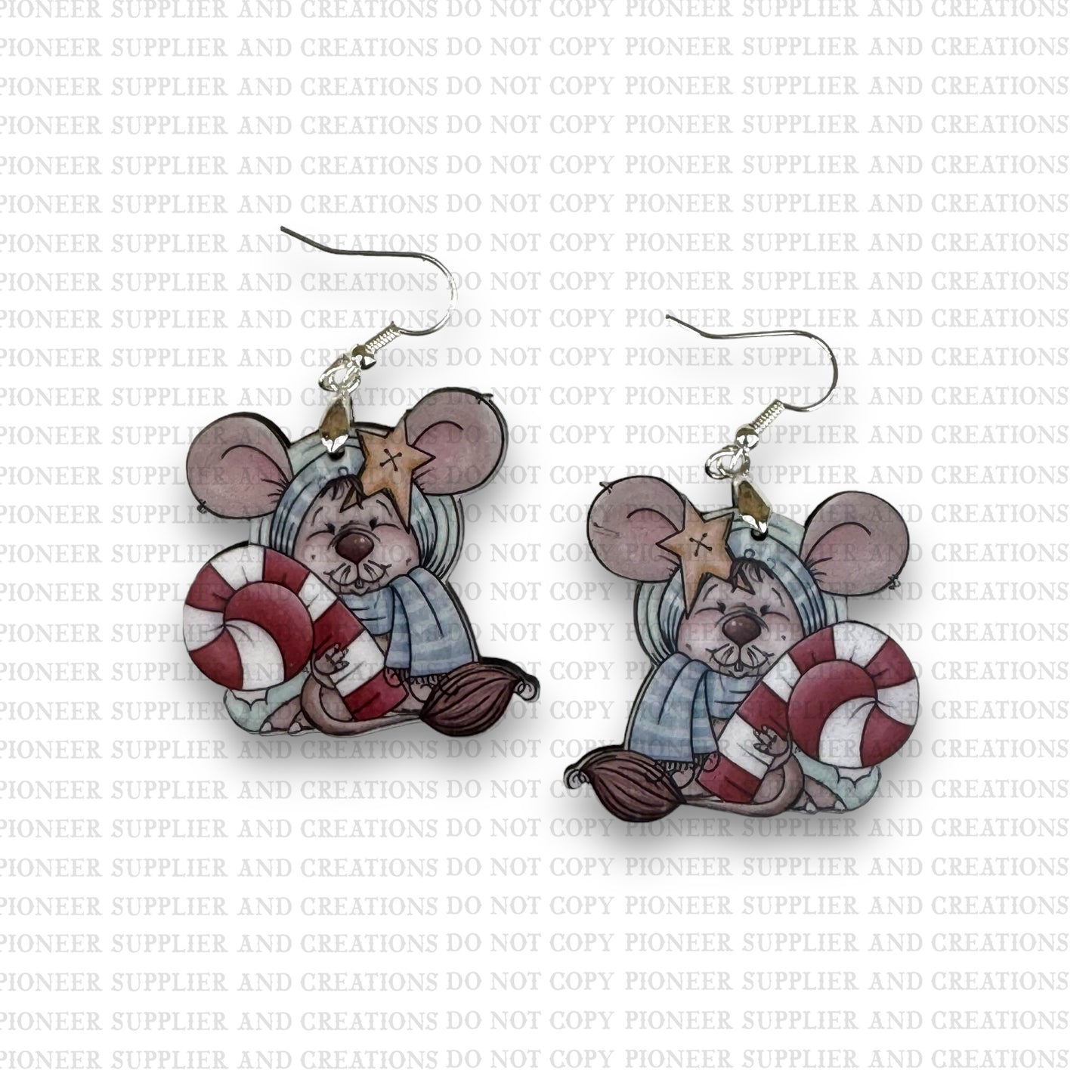 Christmas Candy Cane Mouse Earring Sublimation Blank Kits w/ transfers and hardware) | Exclusive