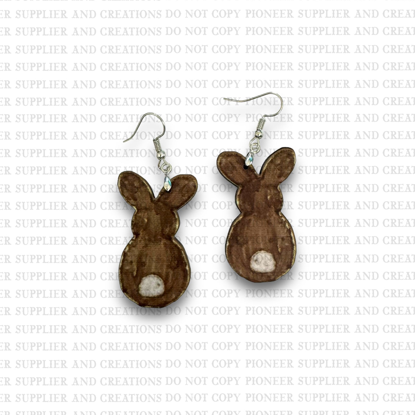 Brown Gold Trimmed Bunny Earring Sublimation Blanks | Exclusive Alicia Ray Art