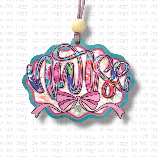 Nurse Bright Painted Floral Car Charm Sublimation Blank