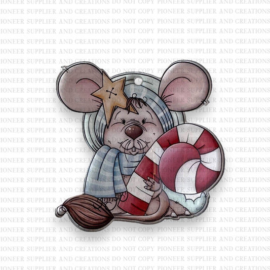 Christmas Candy Cane Mouse Ornament Sublimation Blank with TRANSFER| Acrylic Exclusive