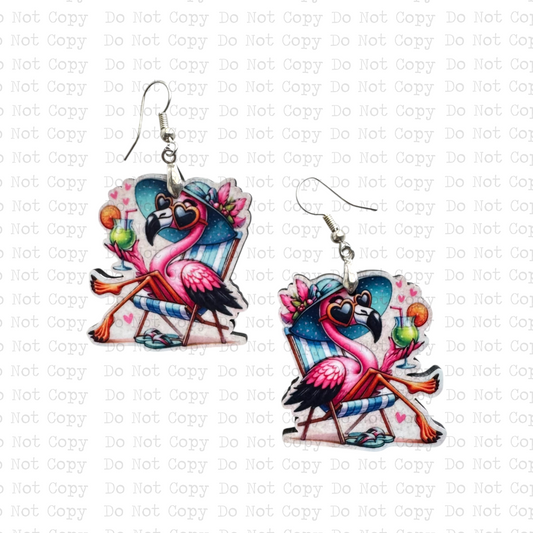 Sunbathing Flamingo Earring Sublimation Blank Kit