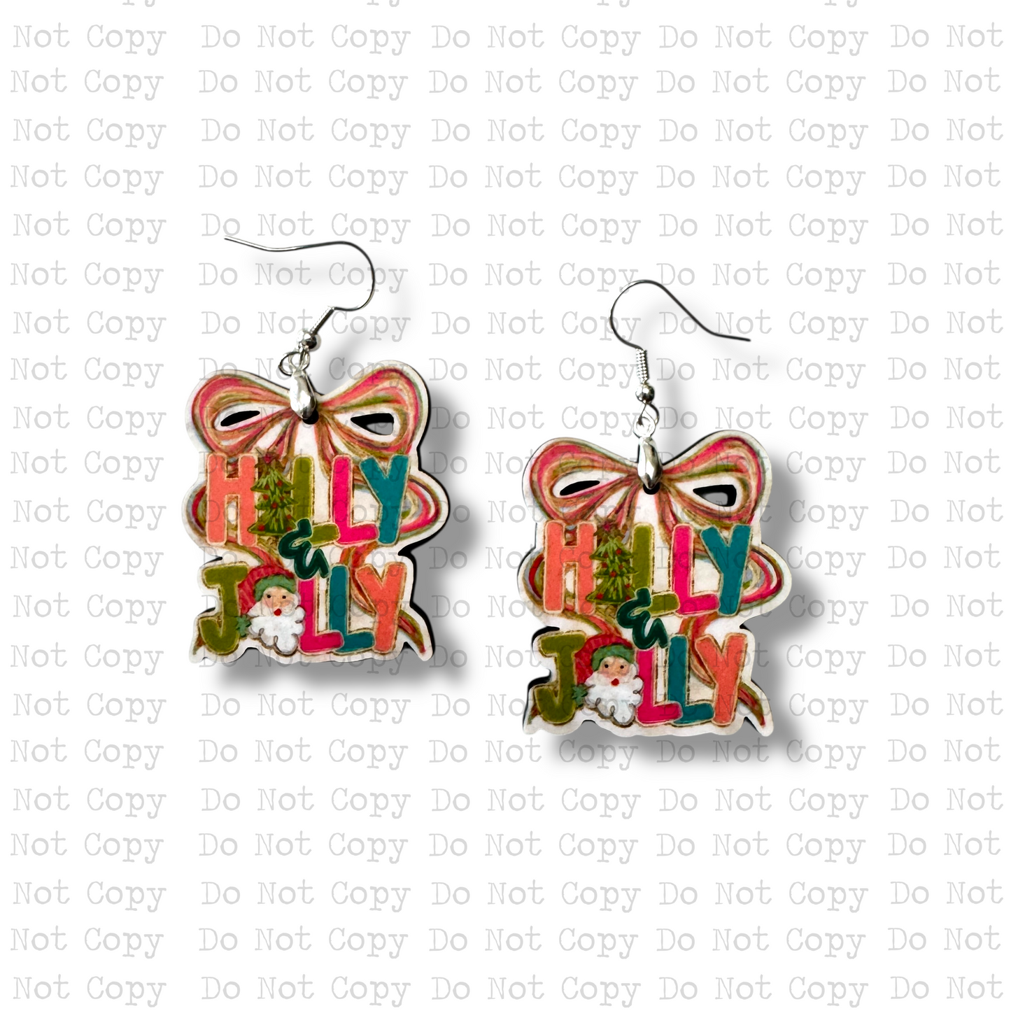 Jolly Santa Bow Earring Sublimation Blank Kit