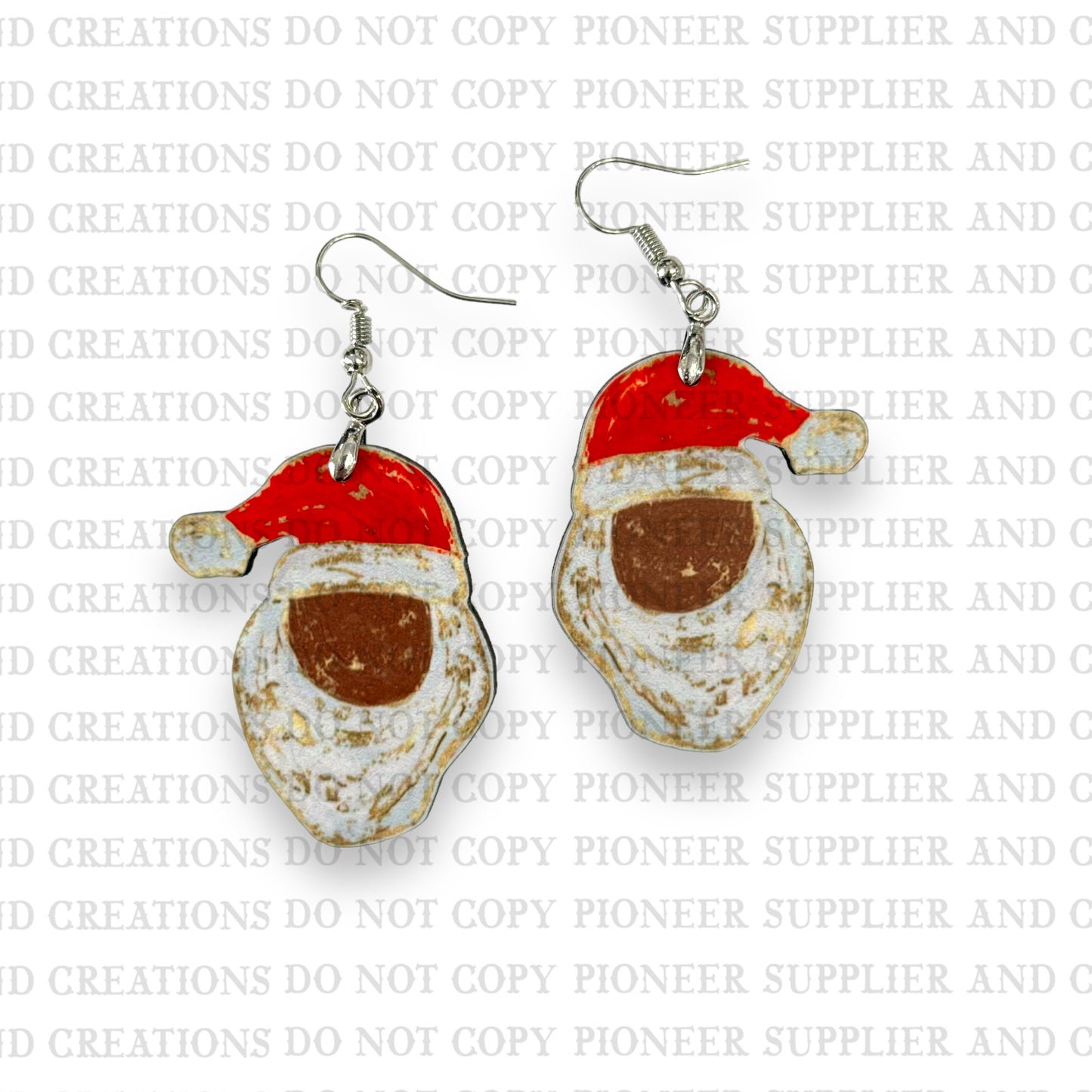 Gold Dark Santa Earring Sublimation Blank Kit (4 Pair w/ transfers and hardware) | Exclusive