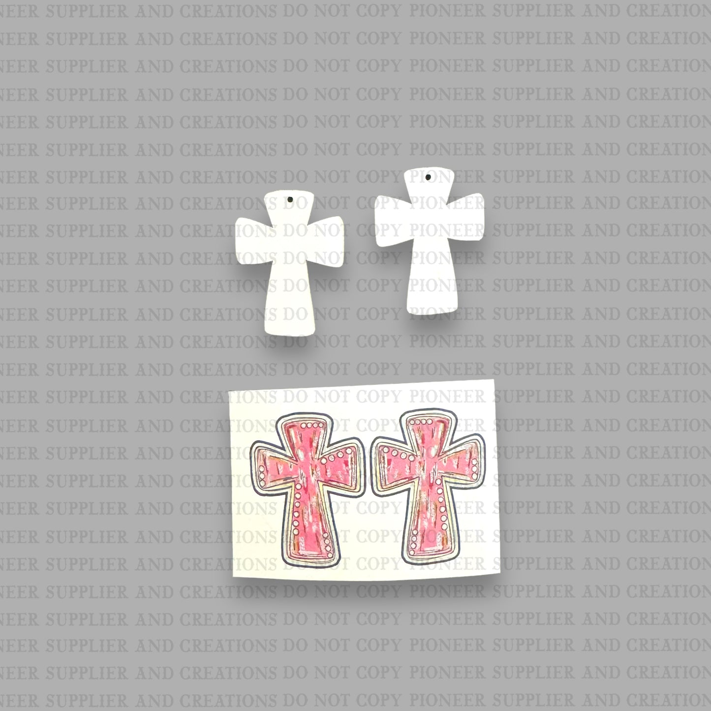 Pink Cross Earring Sublimation Blanks | Exclusive Pixel Pop