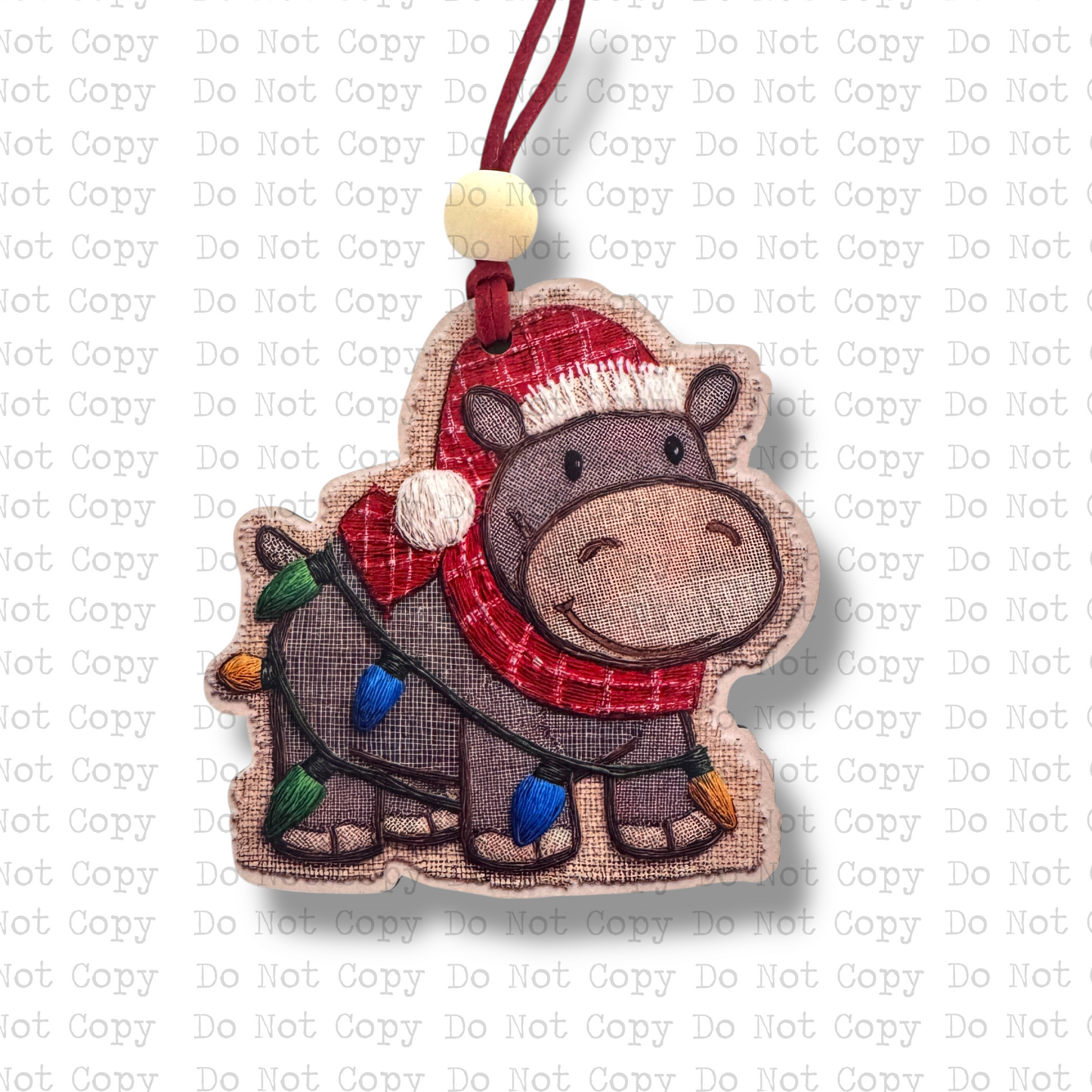 Burlap Hippo Ornament Sublimation Blank