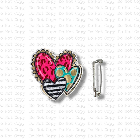 Bright Heart Trio Lapel Pin Sublimation Blank Kit | Set of 2