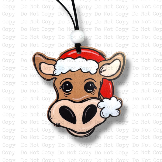 Santa Cow Ornament Sublimation Blank