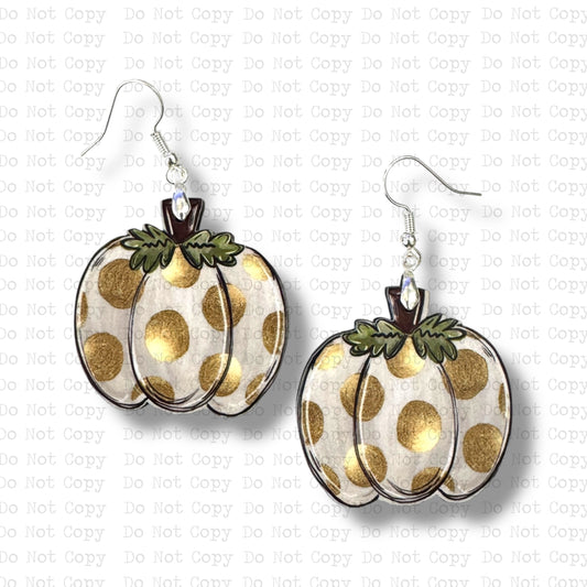 Golden Dot Pumpkin Earring Sublimation Blanks | ARA