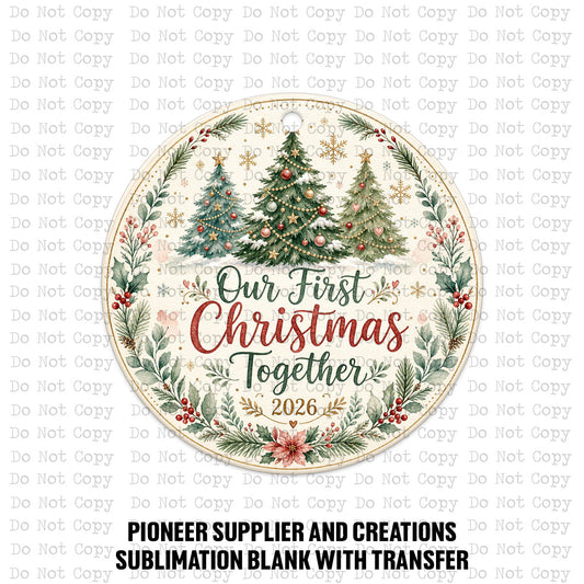 1st Christmas Together 2026 Ornament Sublimation Blank