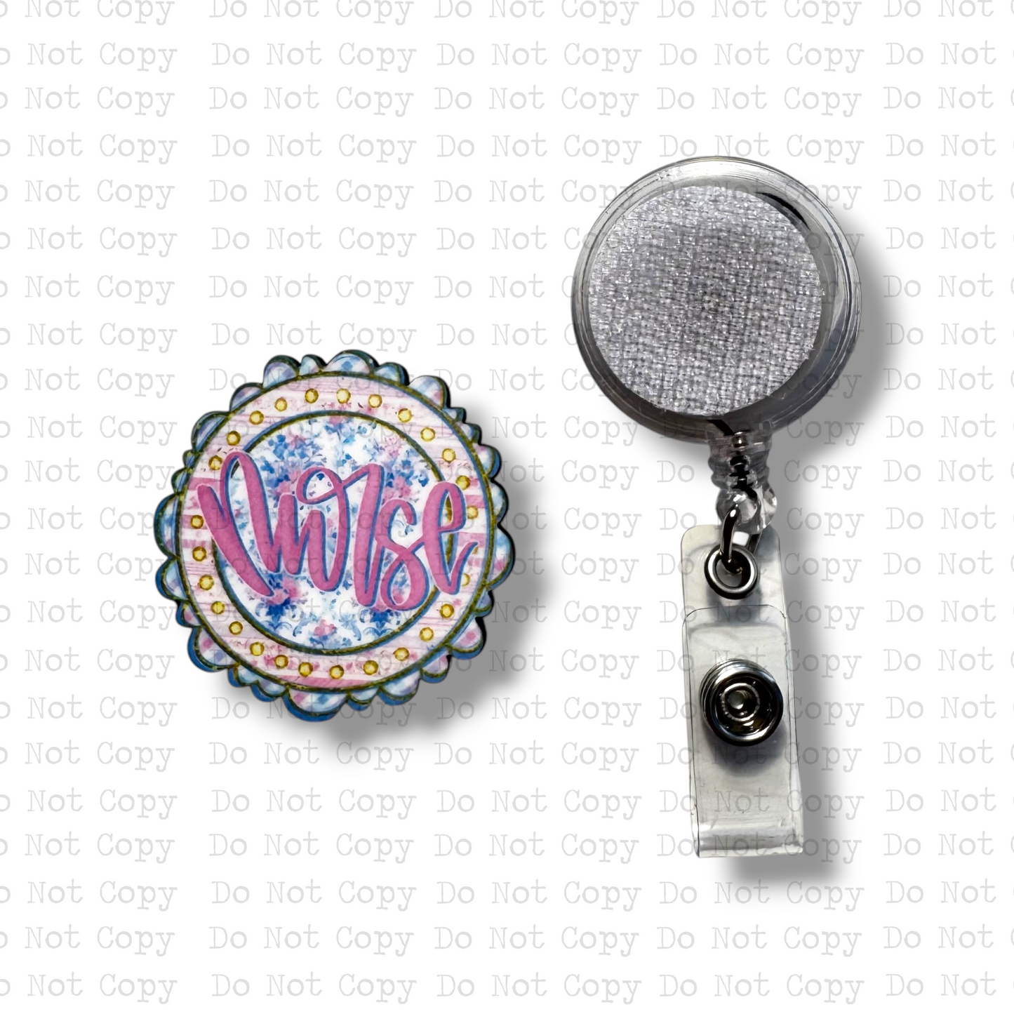 Nurse Floral Scalloped Badge Button Sublimation Blank | Set of 2 CRC