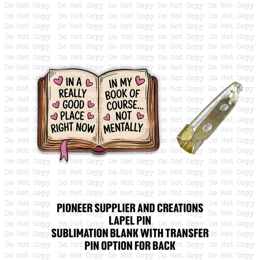 Good Place Book Lapel Pin Sublimation Blank Kit