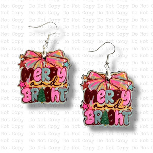 Merry and Bright Bow Earring Sublimation Blank Kit
