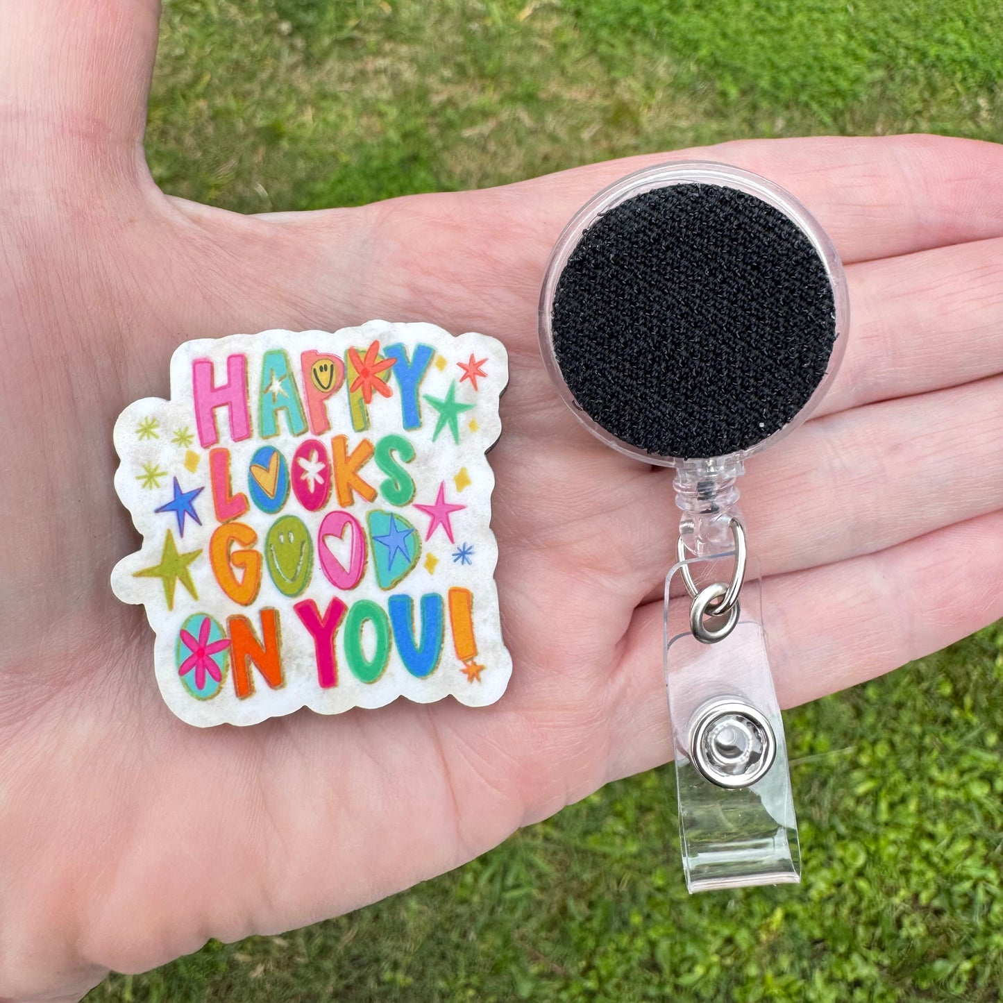 Happy Looks Good On You Badge Button Sublimation Blank | Set of 2 TCC