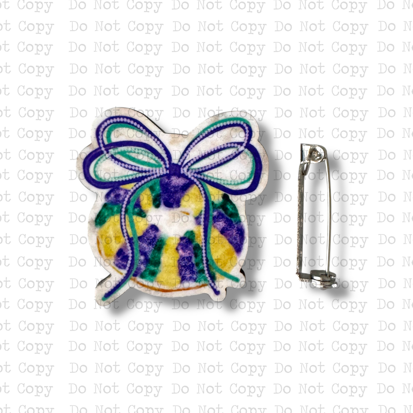 King Cake Bow Lapel Pin Sublimation Blank Kit | Set of 2