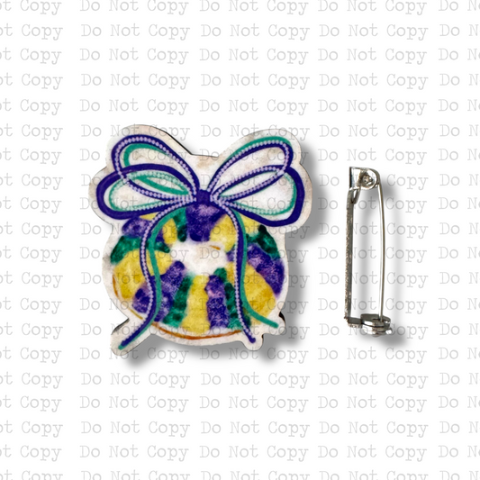 King Cake Bow Lapel Pin Sublimation Blank Kit | Set of 2