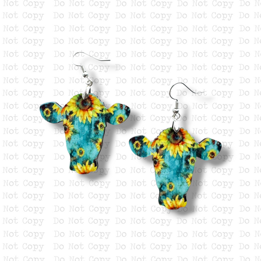Sunflower Cow Earring Sublimation Blank Kit