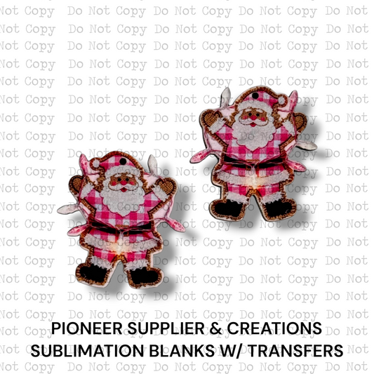 Burlap Pink Santa Earring Sublimation Blanks