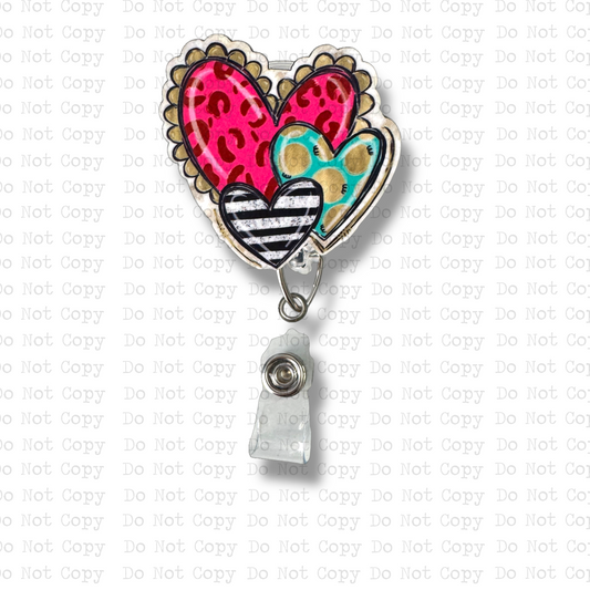 Bright Heart Trio Badge Button Sublimation Blank | Set of 2