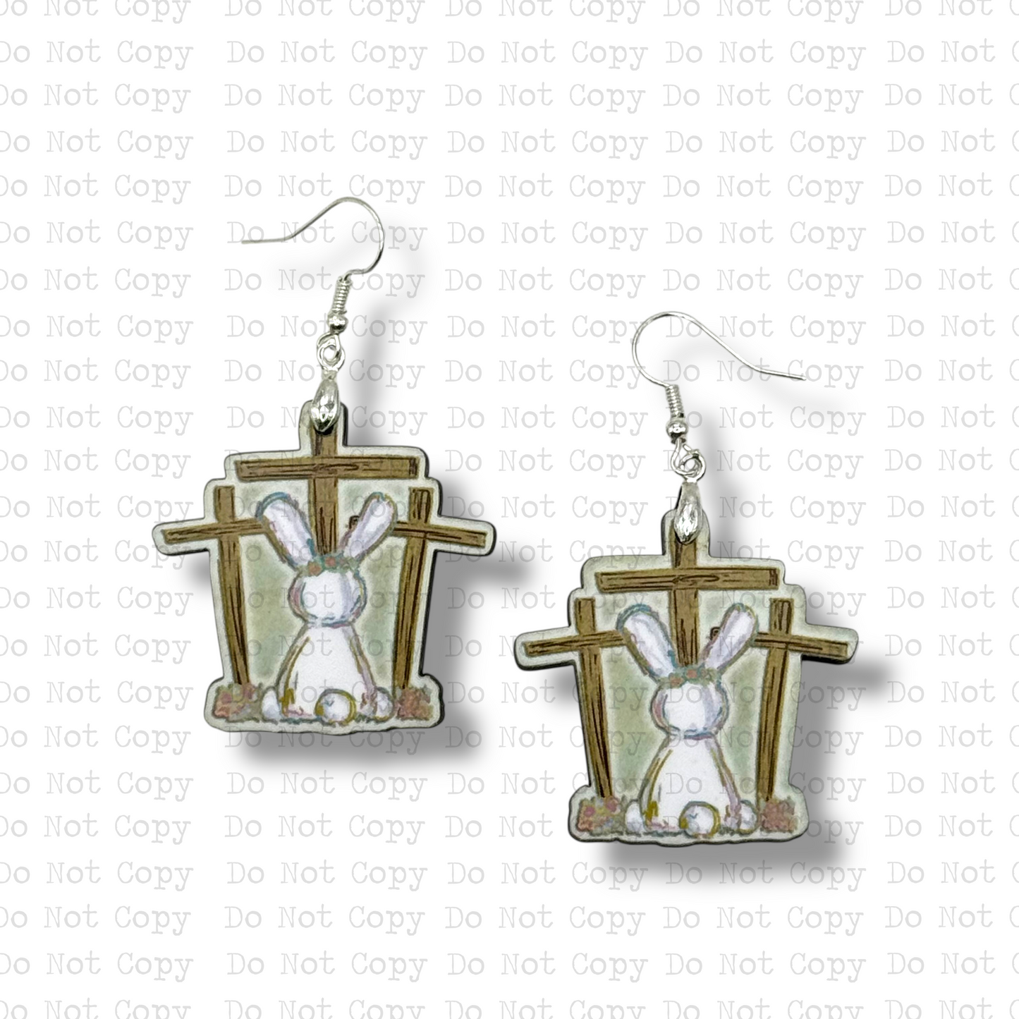 Bunny At Cross Earring Sublimation Blank Kit | G&M