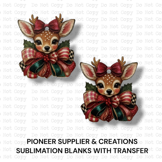 Christmas Deer Mini Ornaments Sublimation Blank | Set of 2