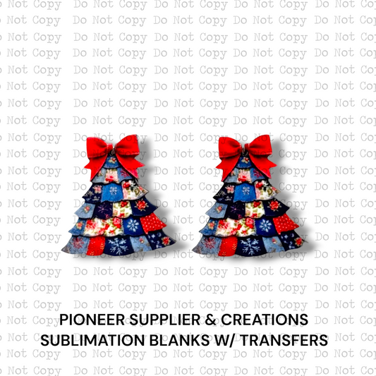 Denim Christmas Tree Earring Sublimation Blanks
