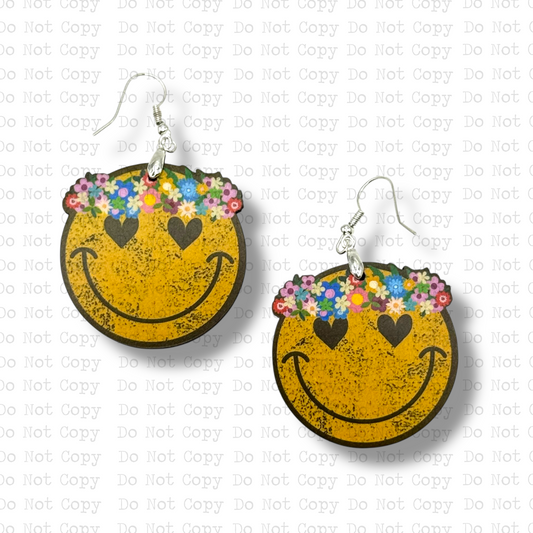 Flower Child Smiley Earring Sublimation Blank Kit | HD&M