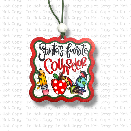 Santa's Favorite Counselor Ornament Sublimation Blank