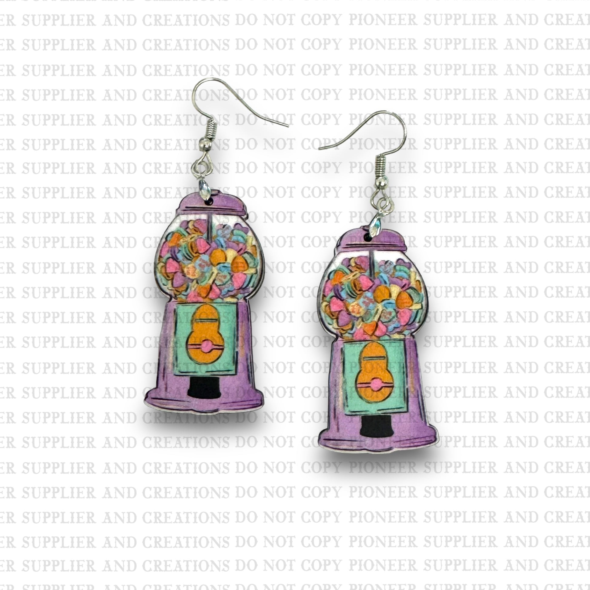 Candy Heart Gumball Machine Earring Sublimation Blanks
