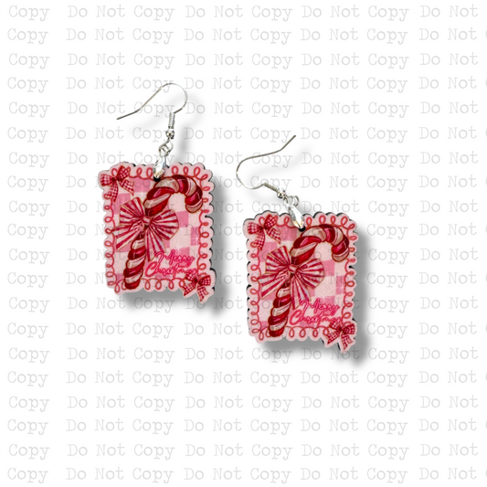 Candy Cane Christmas Earring Sublimation Blank Kit
