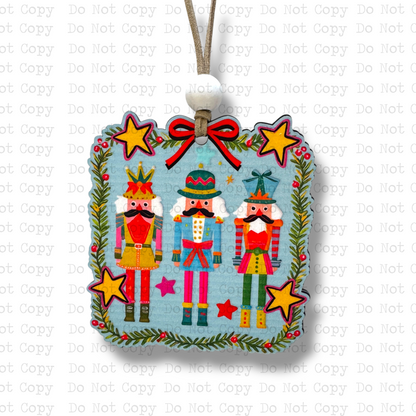 Festive Wreath Nutcracker Ornament Sublimation Blank